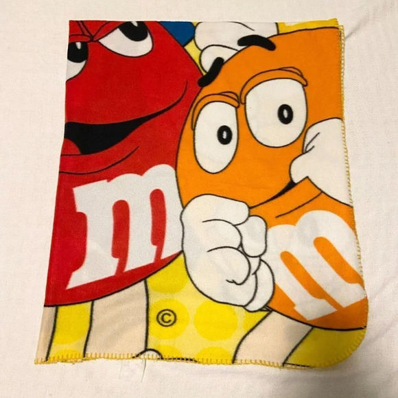 2014 M&M World Fleece Throw Blanket Candy Chocolate 58x49 Inch - Picture 8 of 16